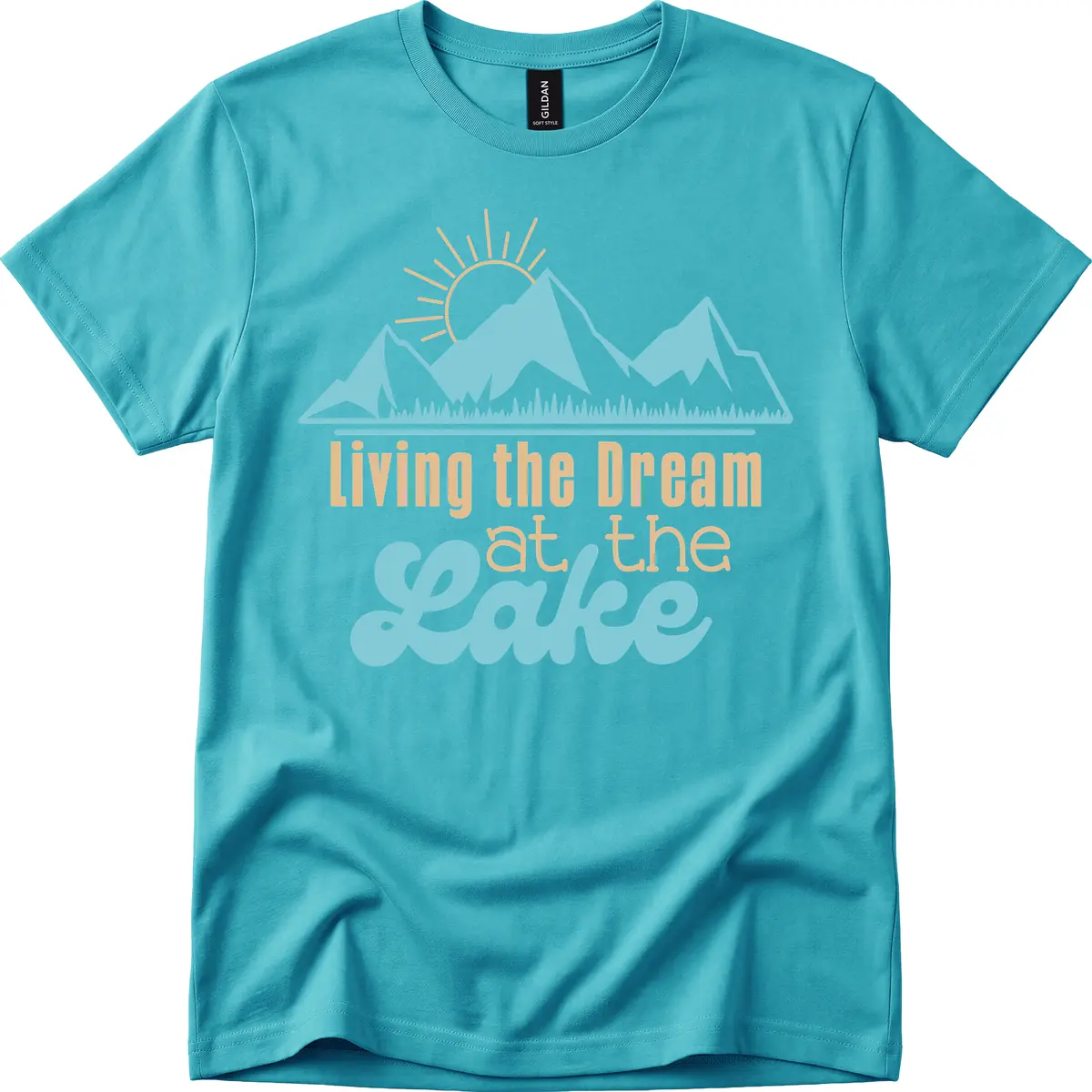Living The Dream At The Lake T-Shirt in Tropical Blue