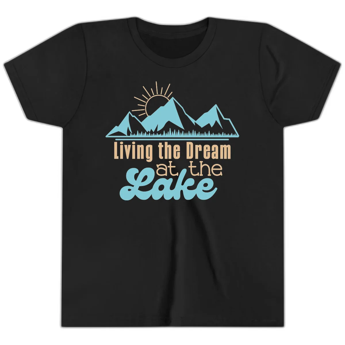 Living The Dream At The Lake Youth T-Shirt in Black