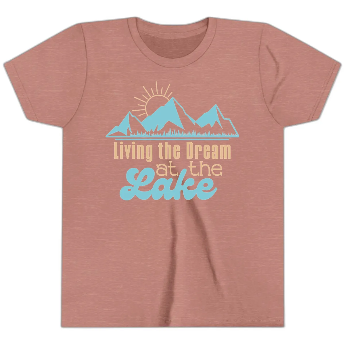 Living The Dream At The Lake Youth T-Shirt in Heather Mauve