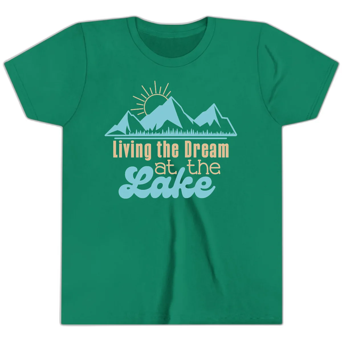 Living The Dream At The Lake Youth T-Shirt in Kelly