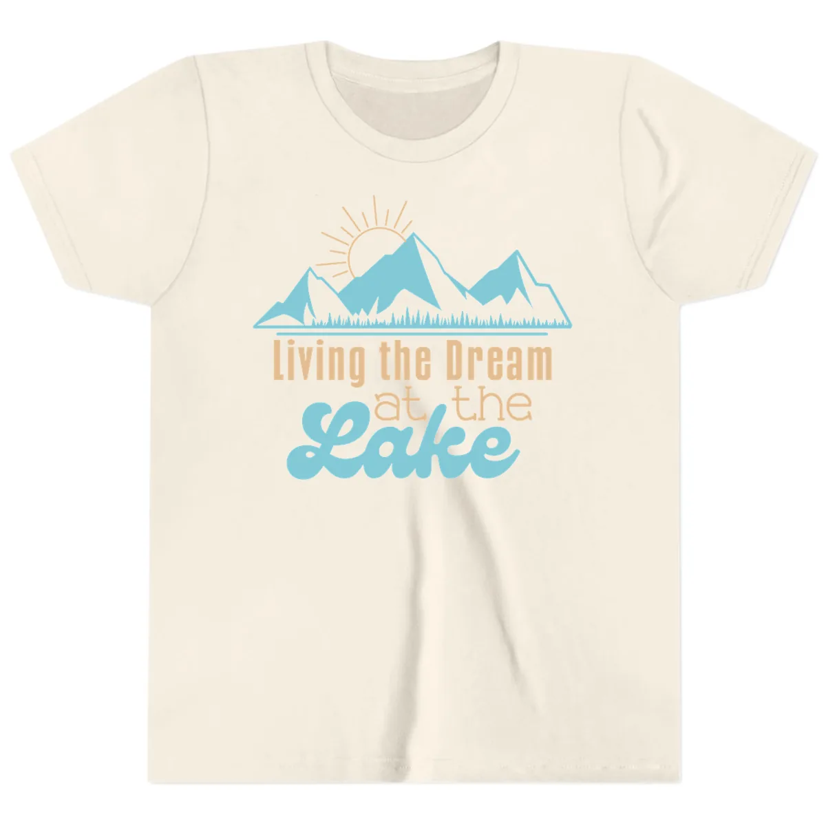 Living The Dream At The Lake Youth T-Shirt in Natural