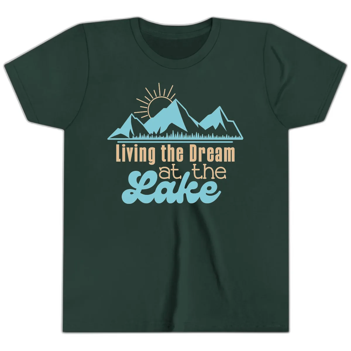 Living The Dream At The Lake Youth T-Shirt in Forest