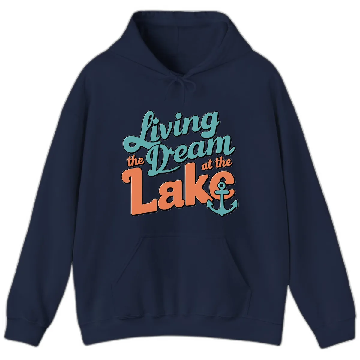 Living The Dream At The Lake Hoodie in Navy