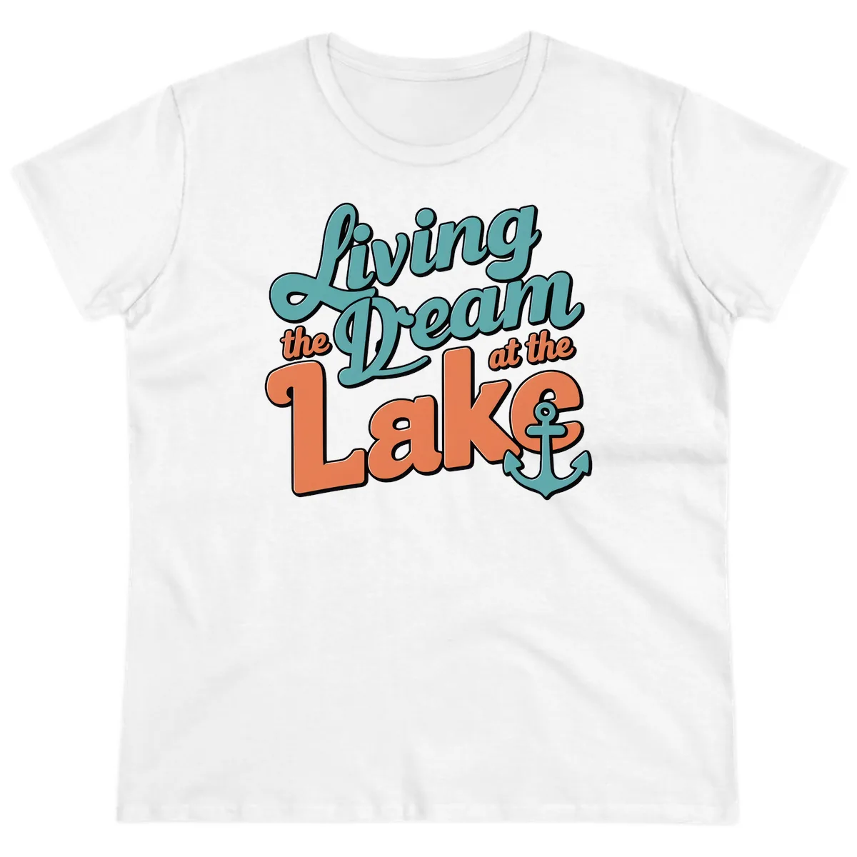 Living The Dream At The Lake Ladies Tee in White