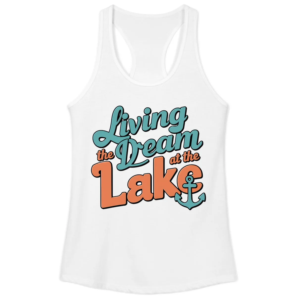 Living The Dream At The Lake Ladies Tank in White