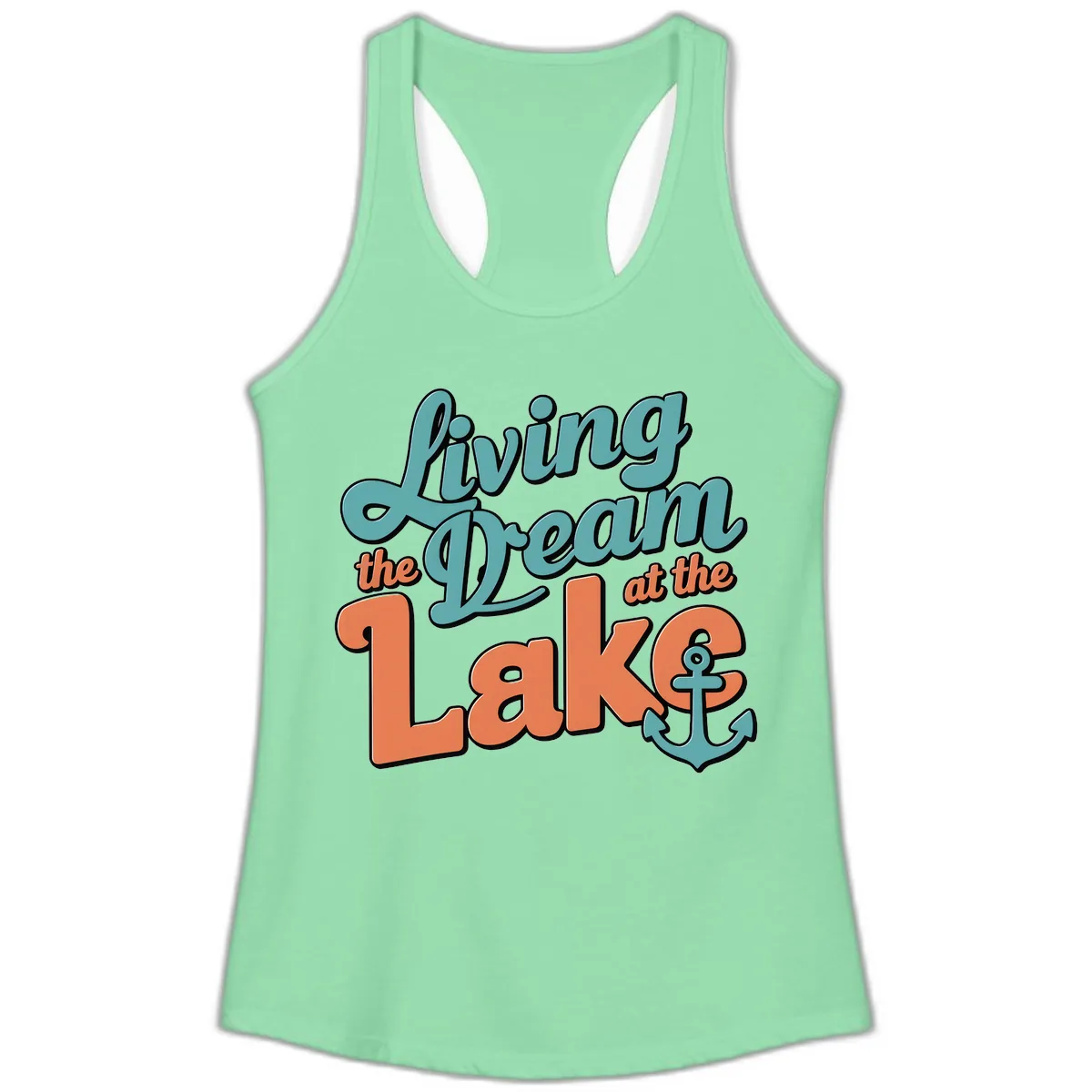 Living The Dream At The Lake Ladies Tank in Solid Mint