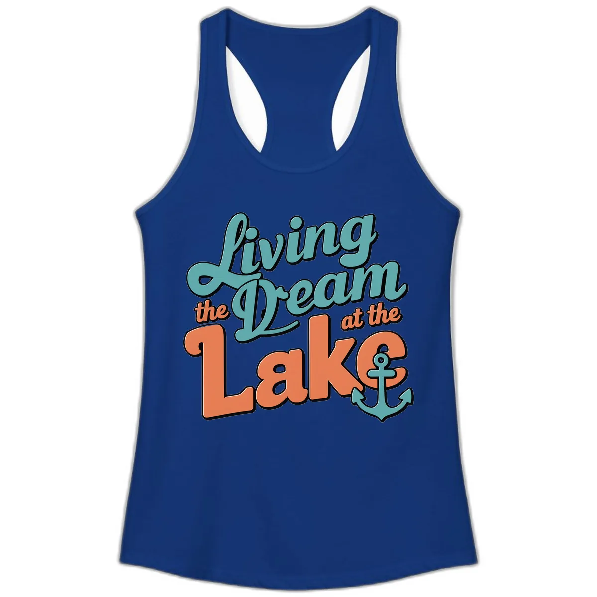 Living The Dream At The Lake Ladies Tank in Solid Royal