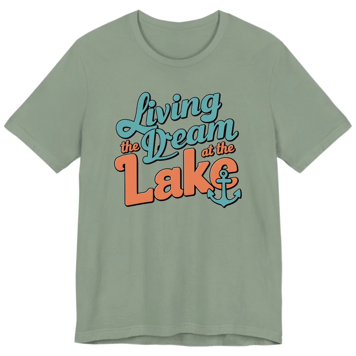 Living The Dream At The Lake Premium T-Shirt in Sage