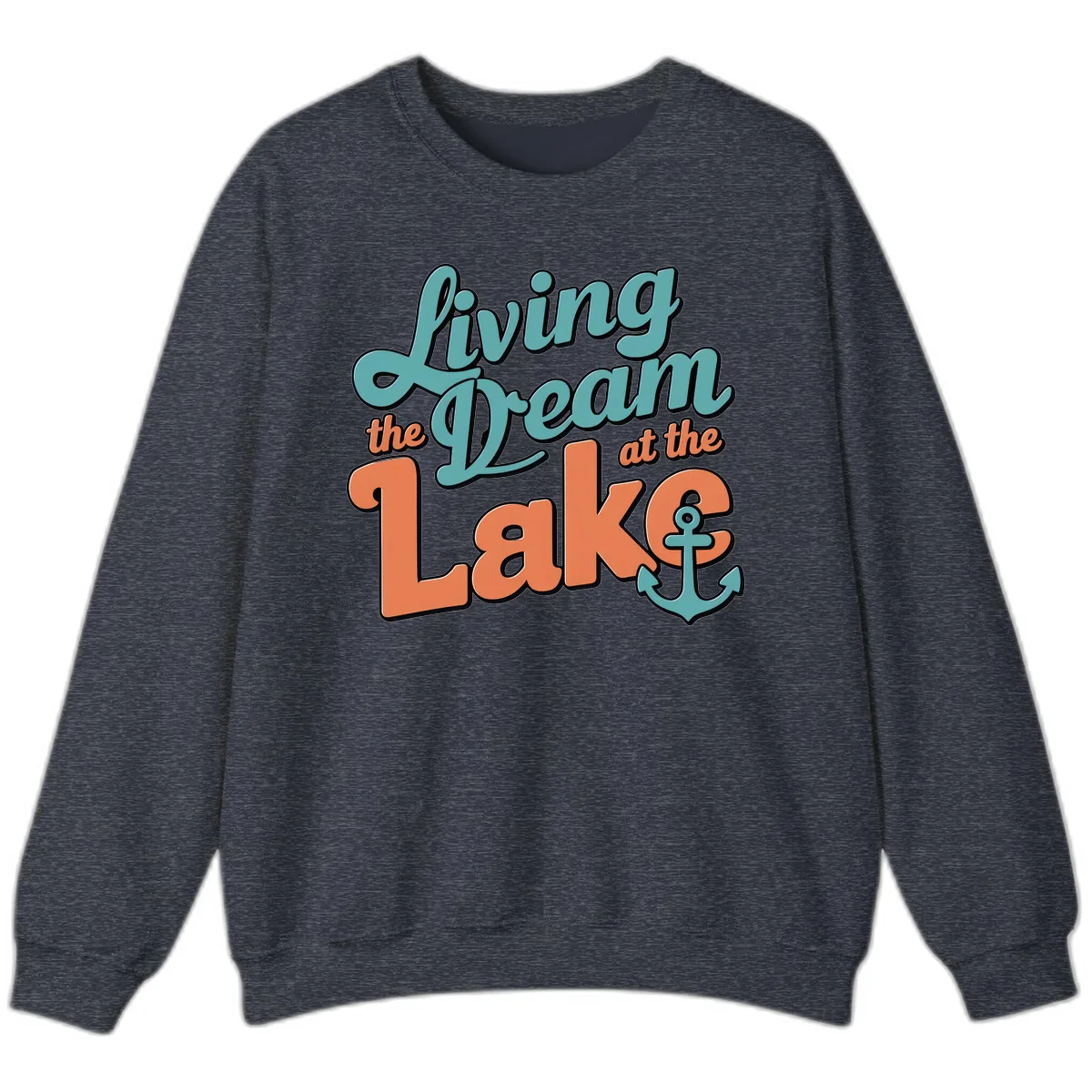 Living The Dream At The Lake Sweatshirt in Heather Sport Dark Navy