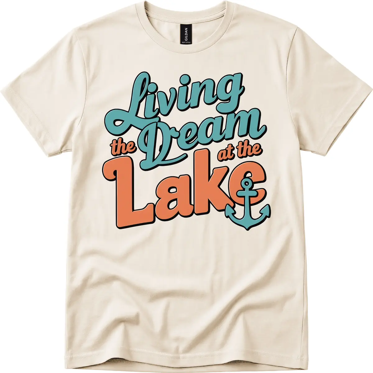 Living The Dream At The Lake T-Shirt in Natural