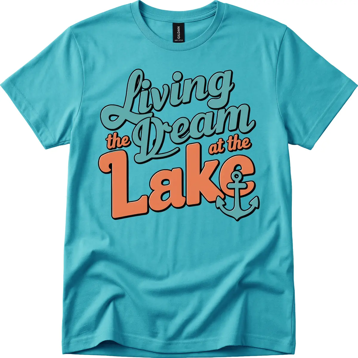 Living The Dream At The Lake T-Shirt in Tropical Blue