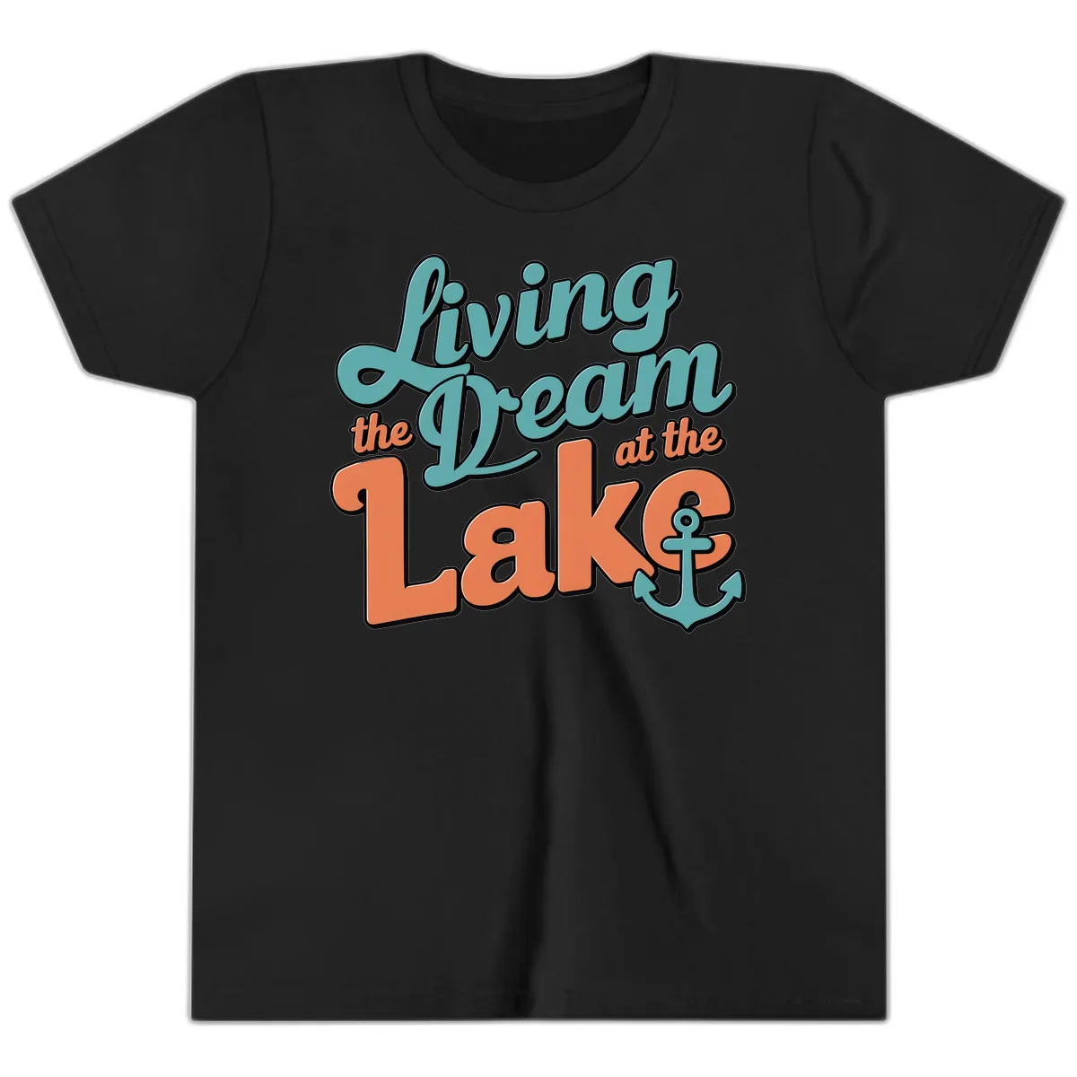 Living The Dream At The Lake Youth T-Shirt in Black
