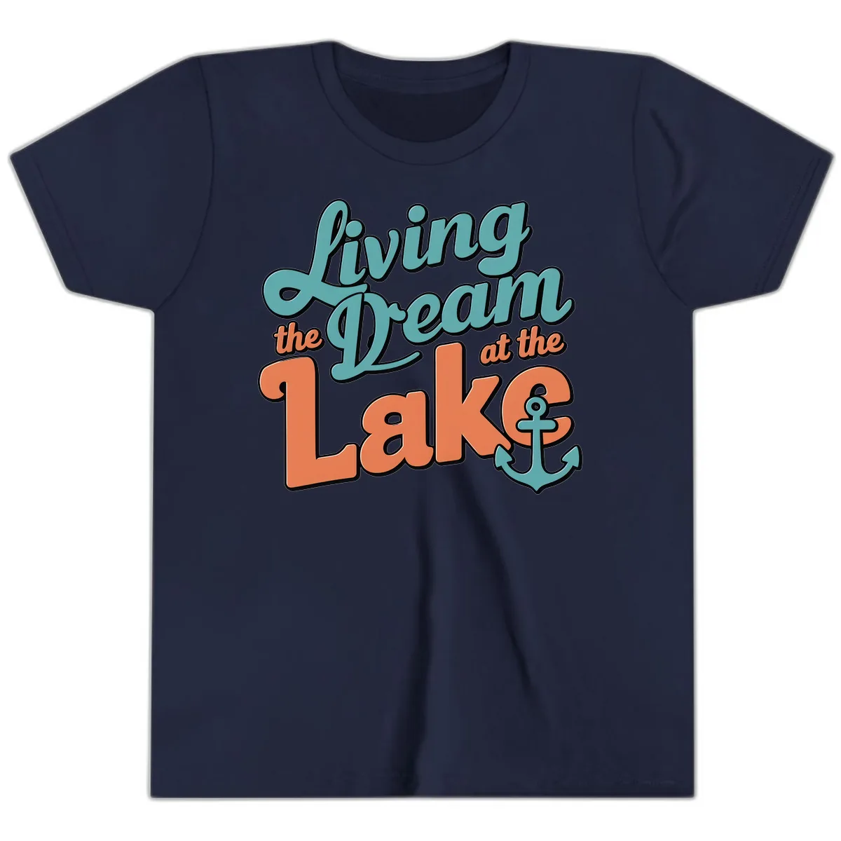 Living The Dream At The Lake Youth T-Shirt in Navy