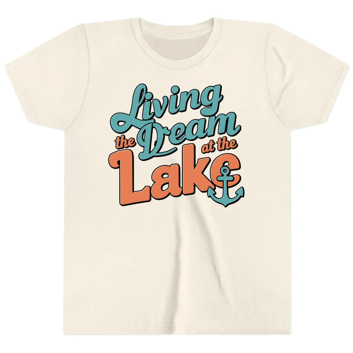 Living The Dream At The Lake Youth T-Shirt in Natural