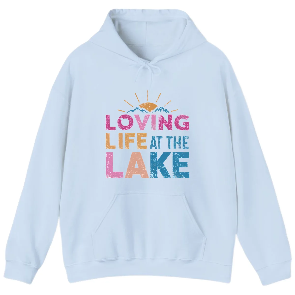 Loving Life At The Lake Hoodie in Light Blue