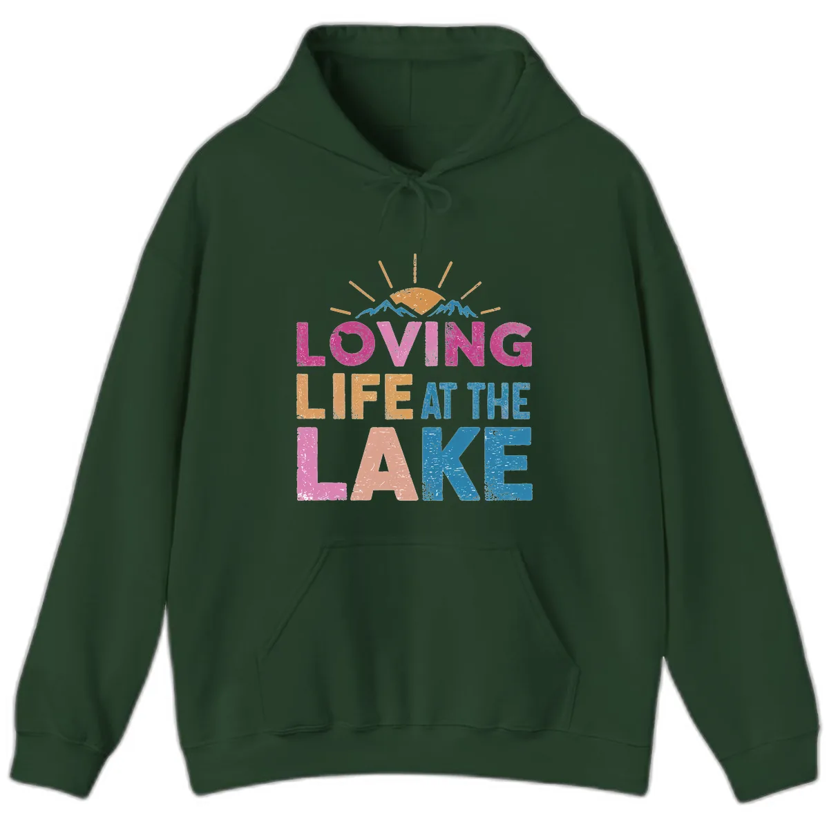 Loving Life At The Lake Hoodie in Forest Green