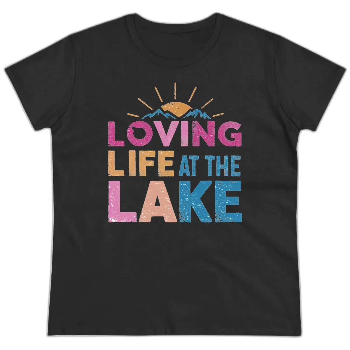 Loving Life At The Lake Ladies Tee in Black