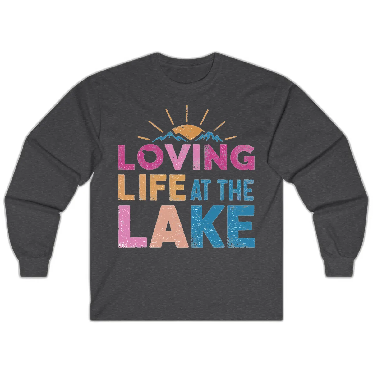 Loving Life At The Lake Long Sleeve in Dark Heather