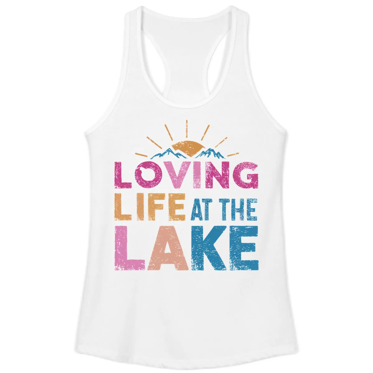 Loving Life At The Lake Ladies Tank in White