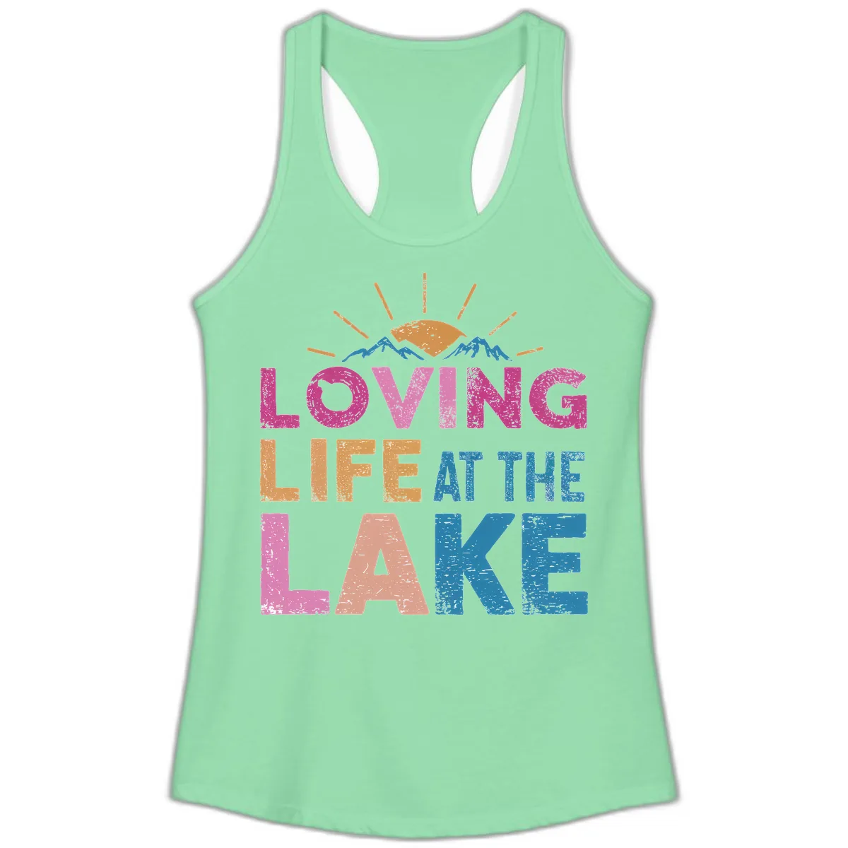 Loving Life At The Lake Ladies Tank in Solid Mint