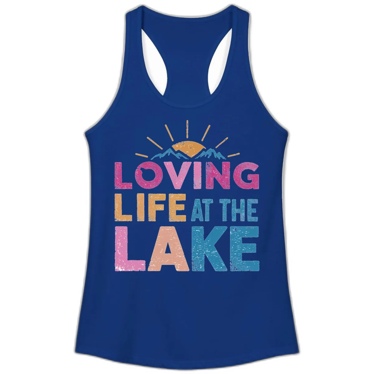Loving Life At The Lake Ladies Tank in Solid Royal