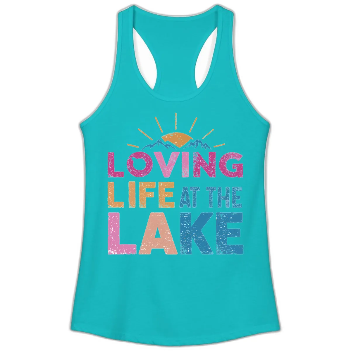 Loving Life At The Lake Ladies Tank in Tahiti Blue