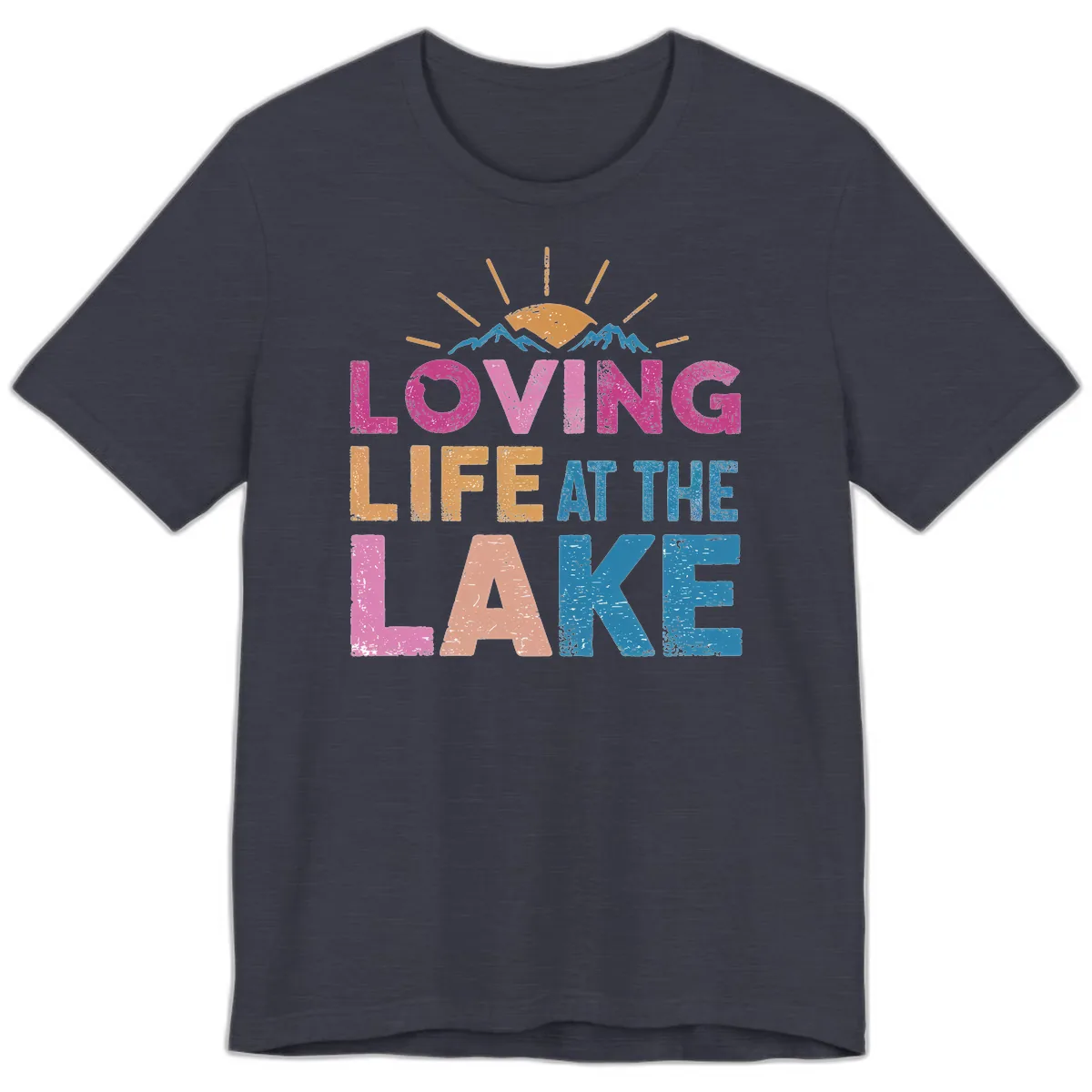 Loving Life At The Lake Premium T-Shirt in Heather Midnight Navy