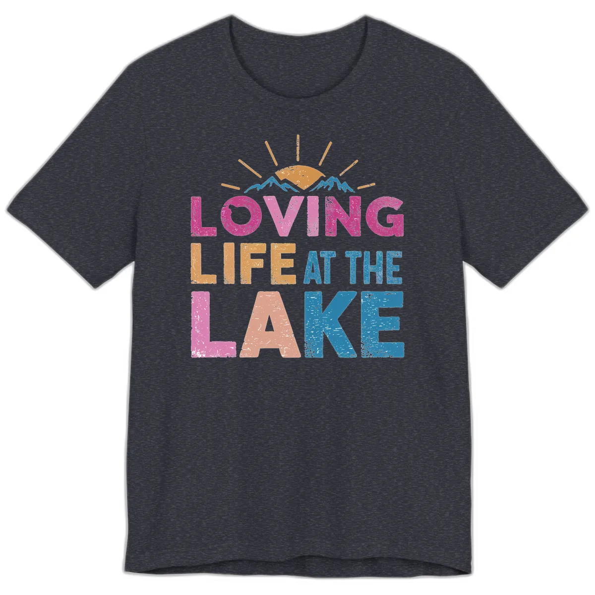 Loving Life At The Lake Premium T-Shirt in Heather Navy