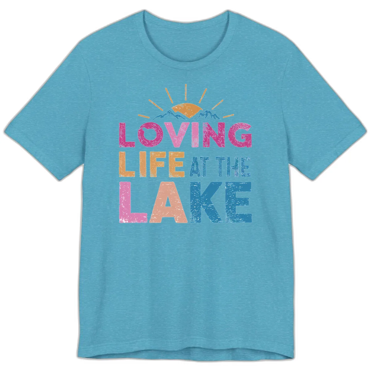 Loving Life At The Lake Premium T-Shirt in Heather Aqua