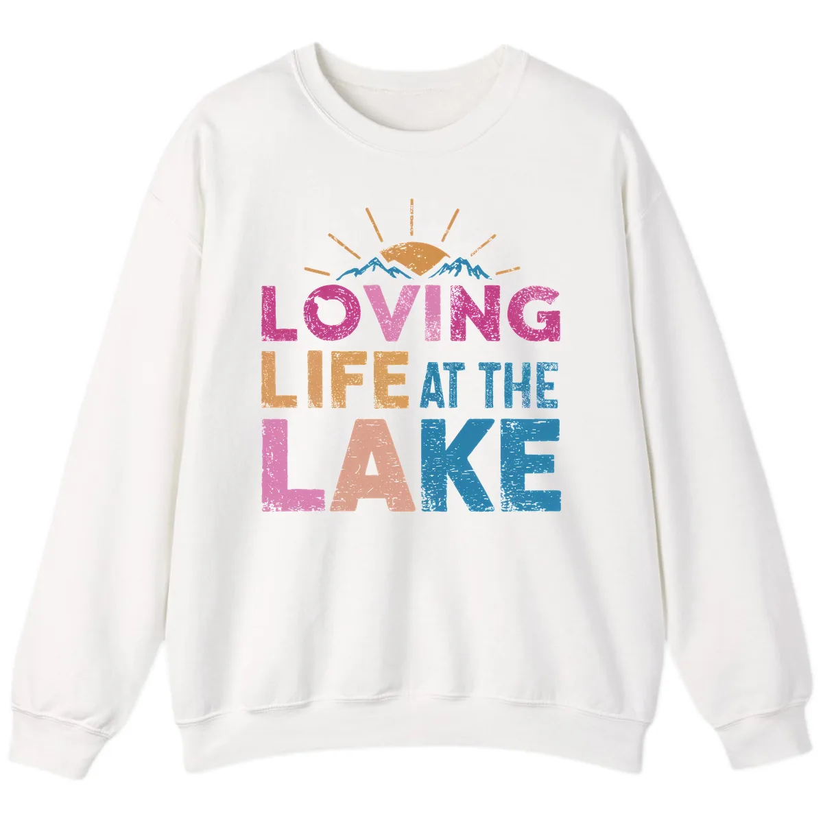 Loving Life At The Lake Sweatshirt in White