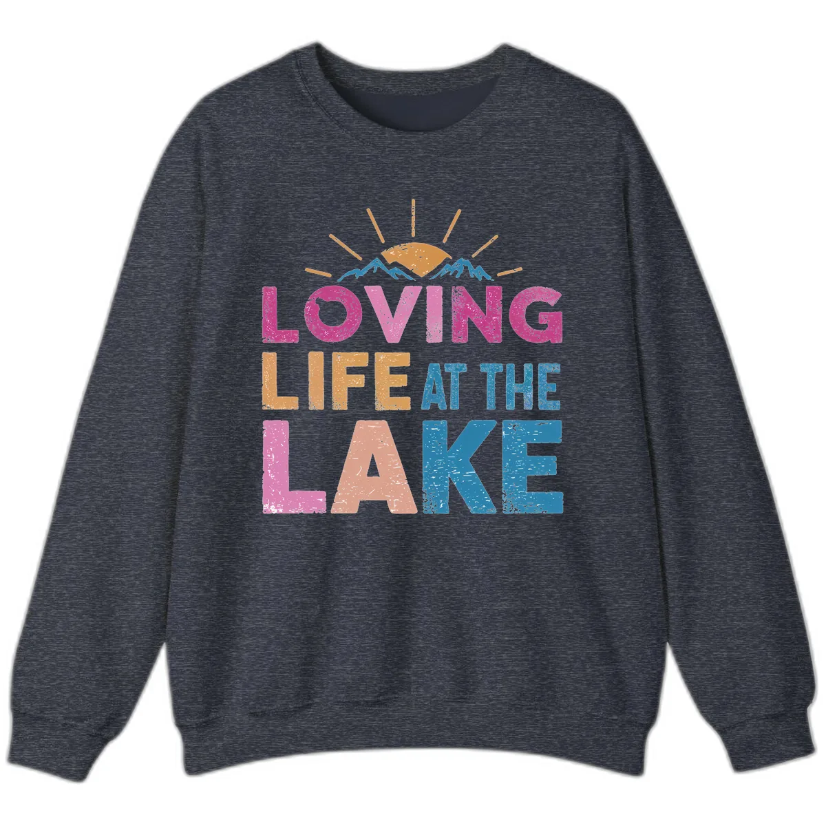 Loving Life At The Lake Sweatshirt in Heather Sport Dark Navy