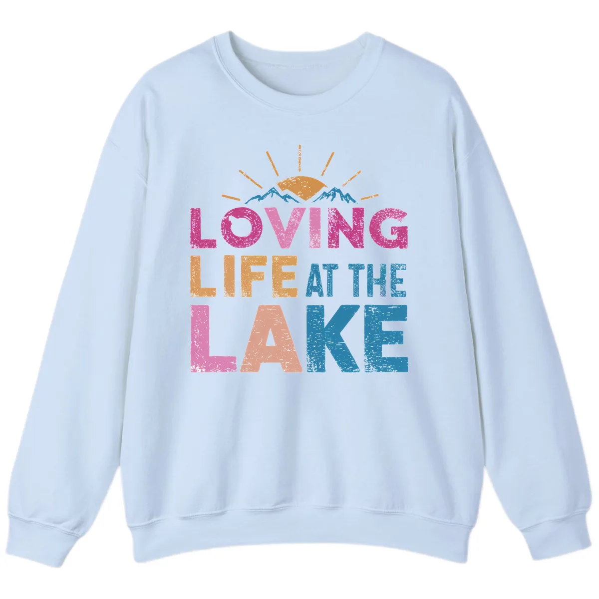Loving Life At The Lake Sweatshirt in Light Blue