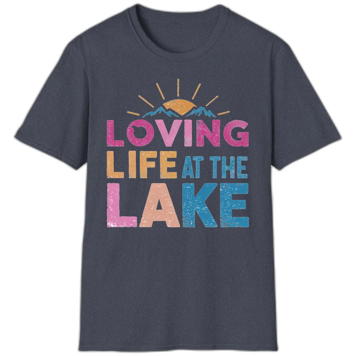 Loving Life At The Lake T-Shirt in Heather Navy