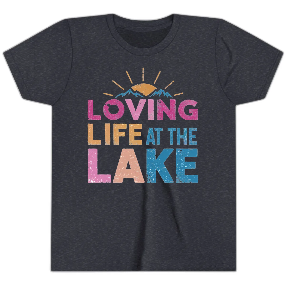 Loving Life At The Lake Youth T-Shirt in Heather Navy