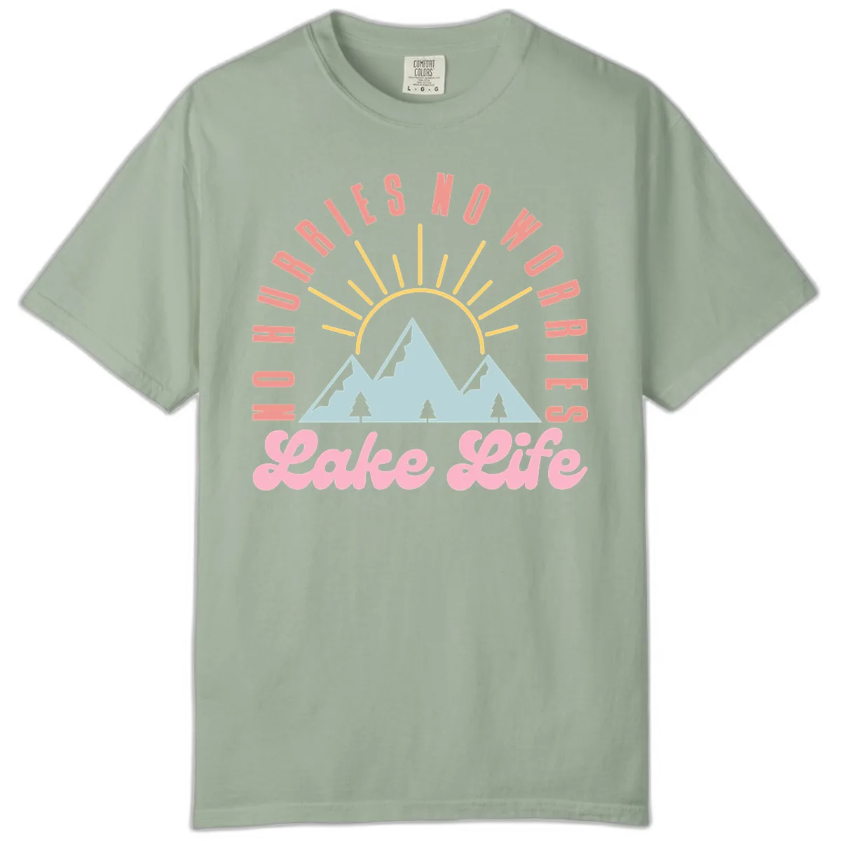 No Worries Lake Life Mountain Design Comfort Color in Bay