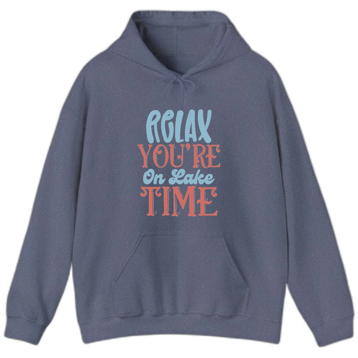 Relax You're On Lake Time Hoodie in Heather Navy
