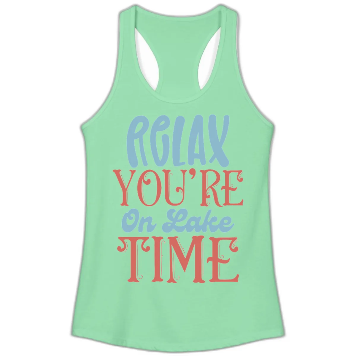 Relax You're On Lake Time Ladies Tank in Solid Mint
