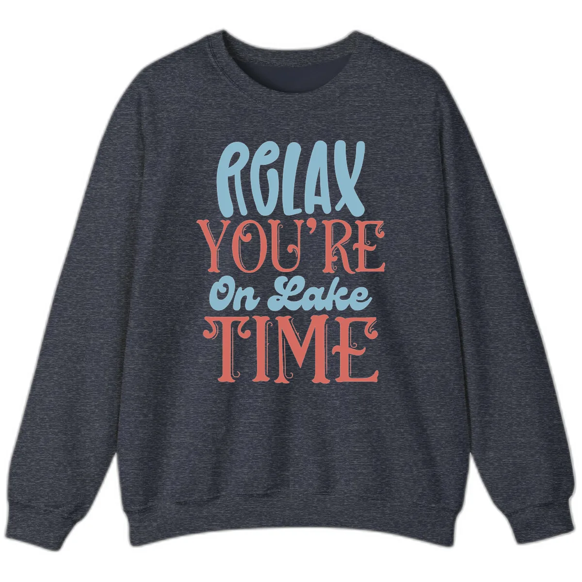 Relax You're On Lake Time Sweatshirt in Heather Sport Dark Navy