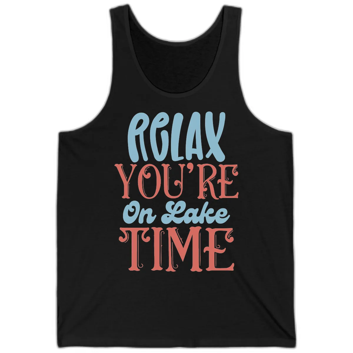 Relax You're On Lake Time Tank in Black