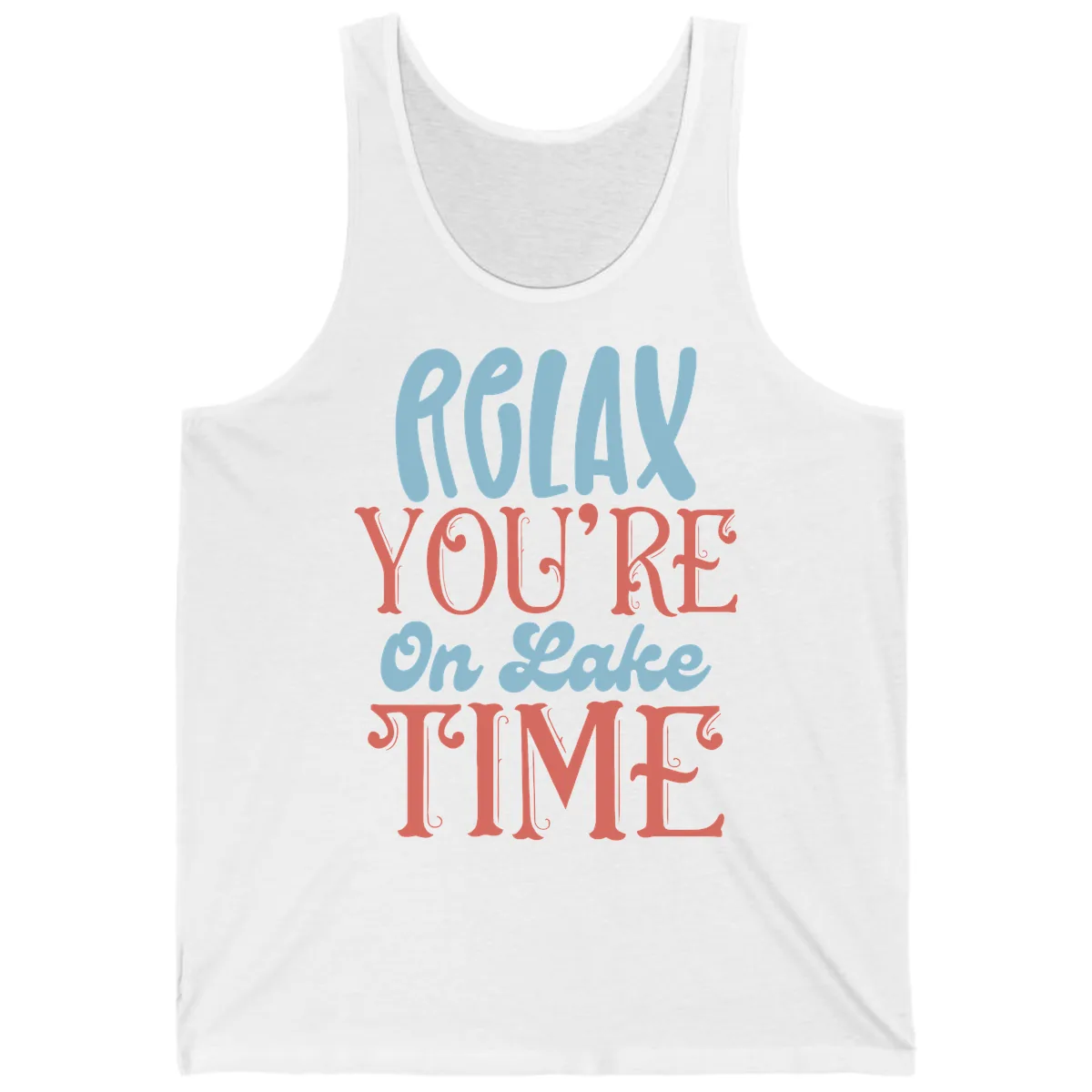Relax You're On Lake Time Tank in White