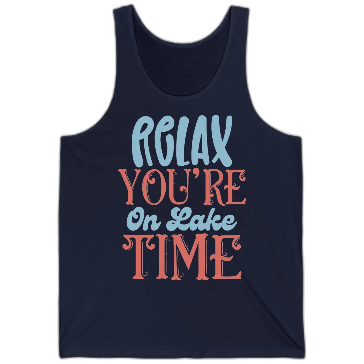 Relax You're On Lake Time Tank in Navy
