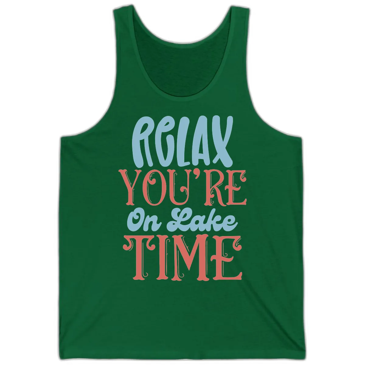 Relax You're On Lake Time Tank in Kelly