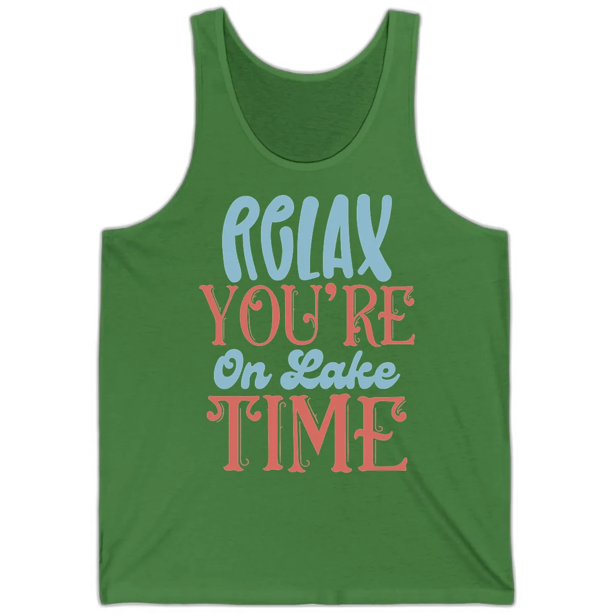 Relax You're On Lake Time Tank in Leaf