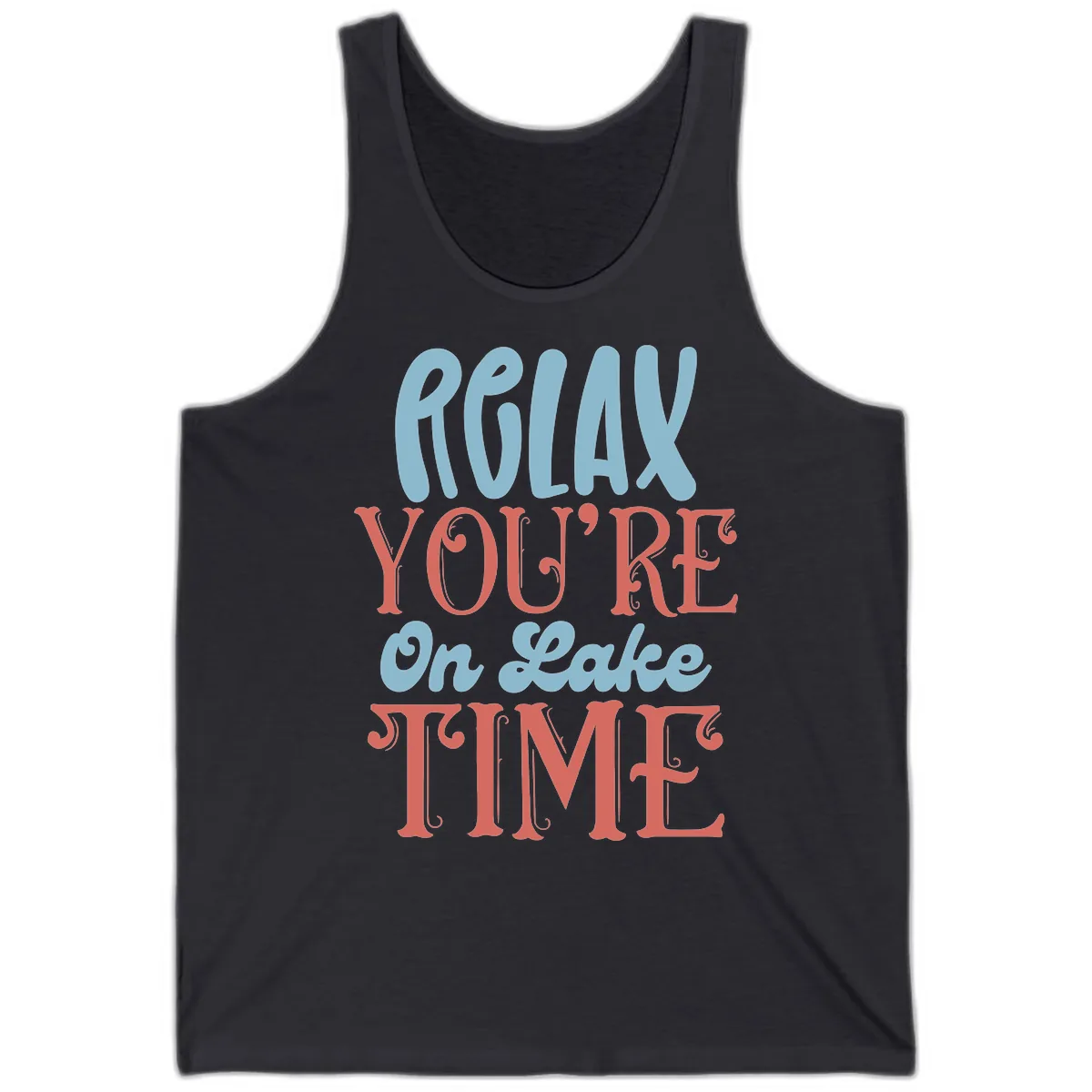 Relax You're On Lake Time Tank in Dark Grey