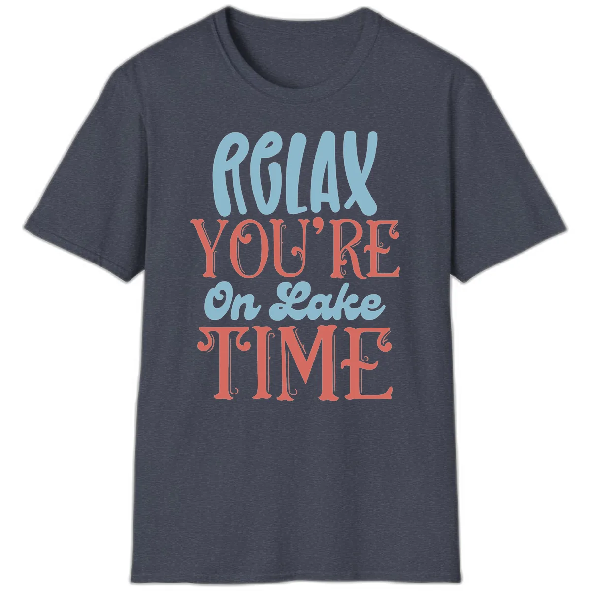 Relax You're On Lake Time T-Shirt in Heather Navy