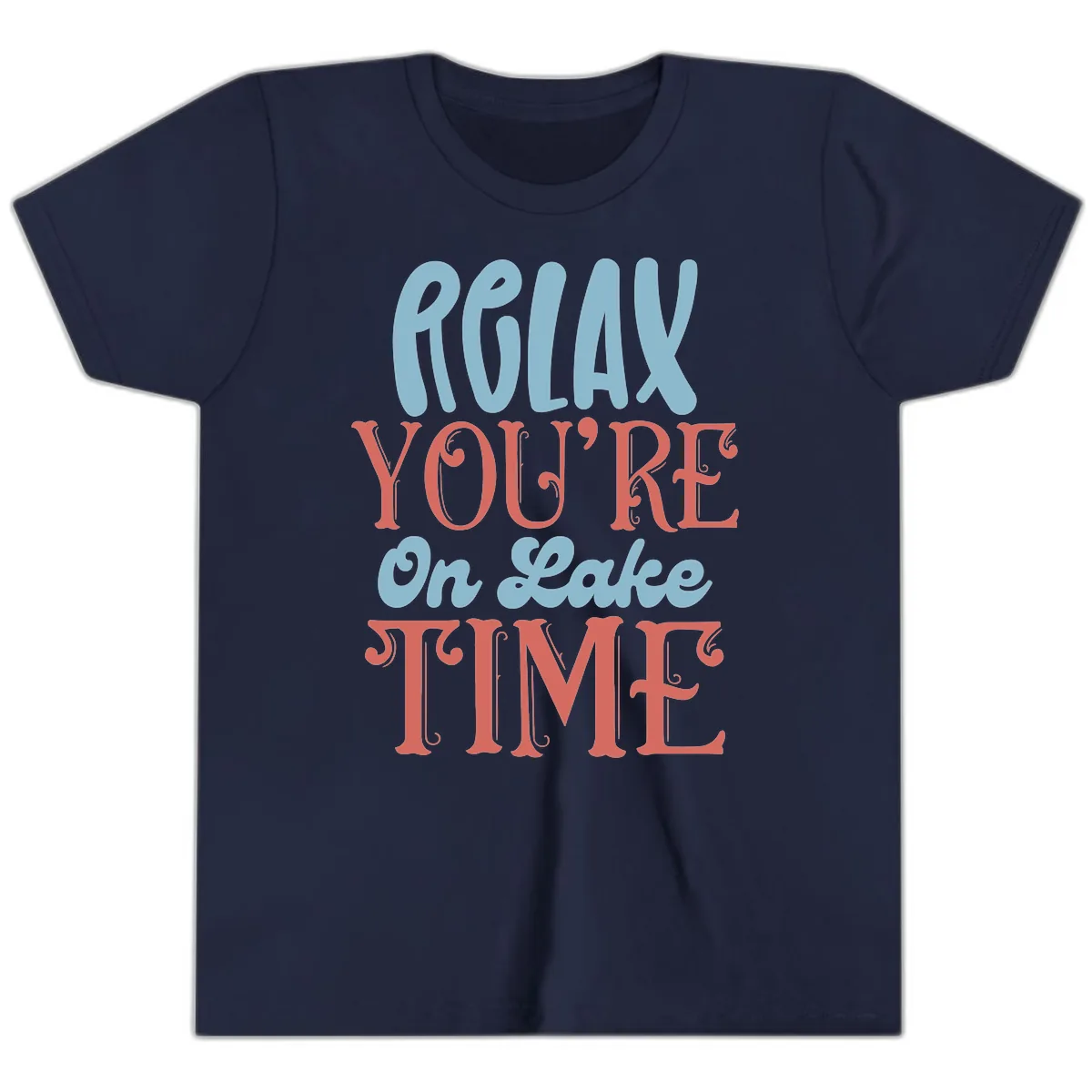 Relax You're On Lake Time Youth T-Shirt in Navy