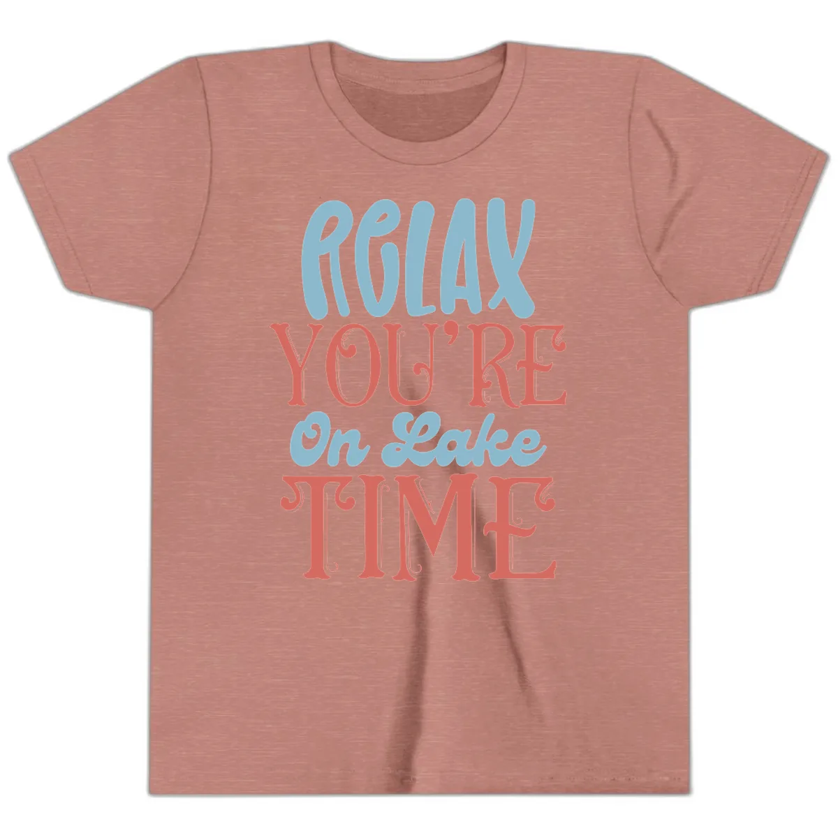 Relax You're On Lake Time Youth T-Shirt in Heather Mauve