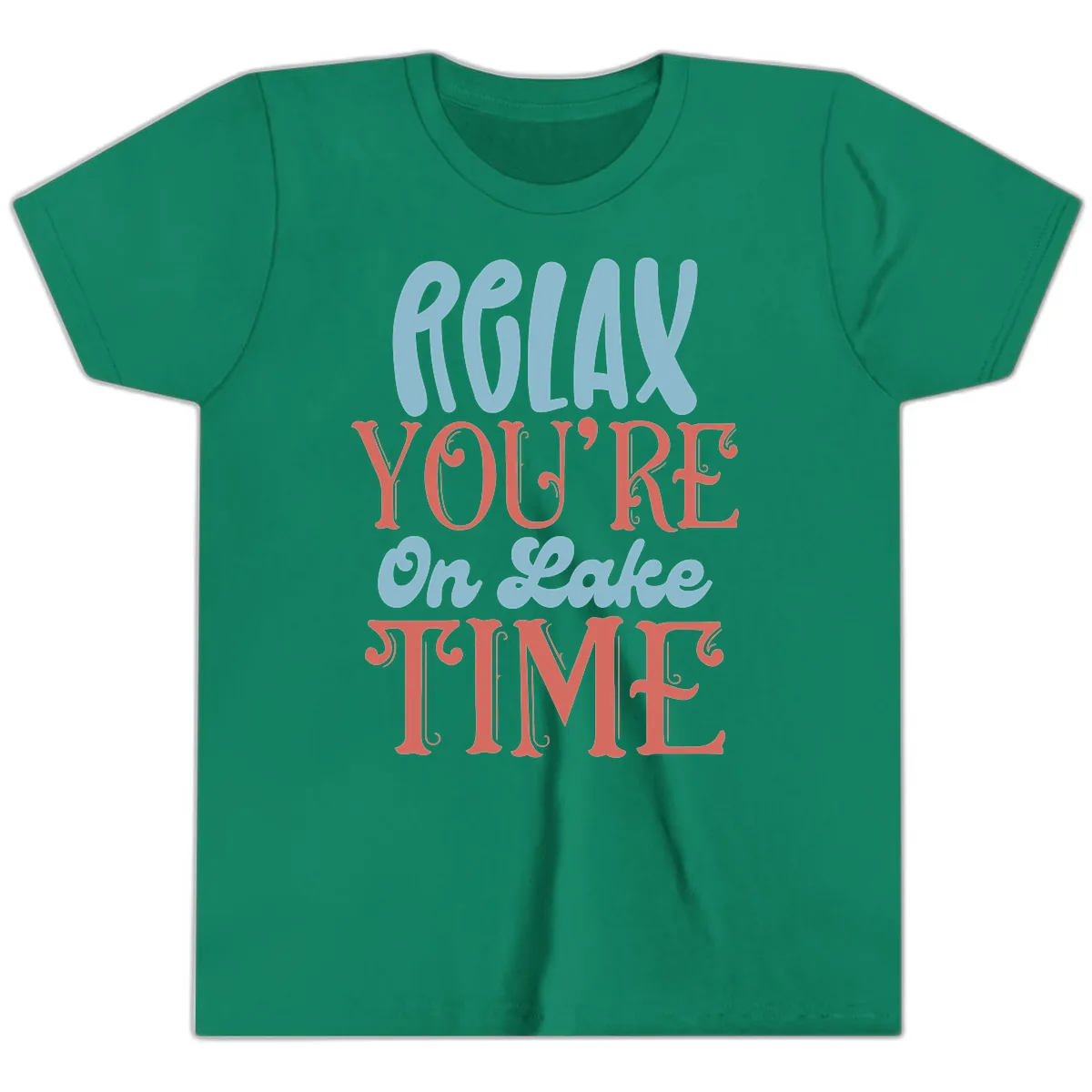 Relax You're On Lake Time Youth T-Shirt in Kelly