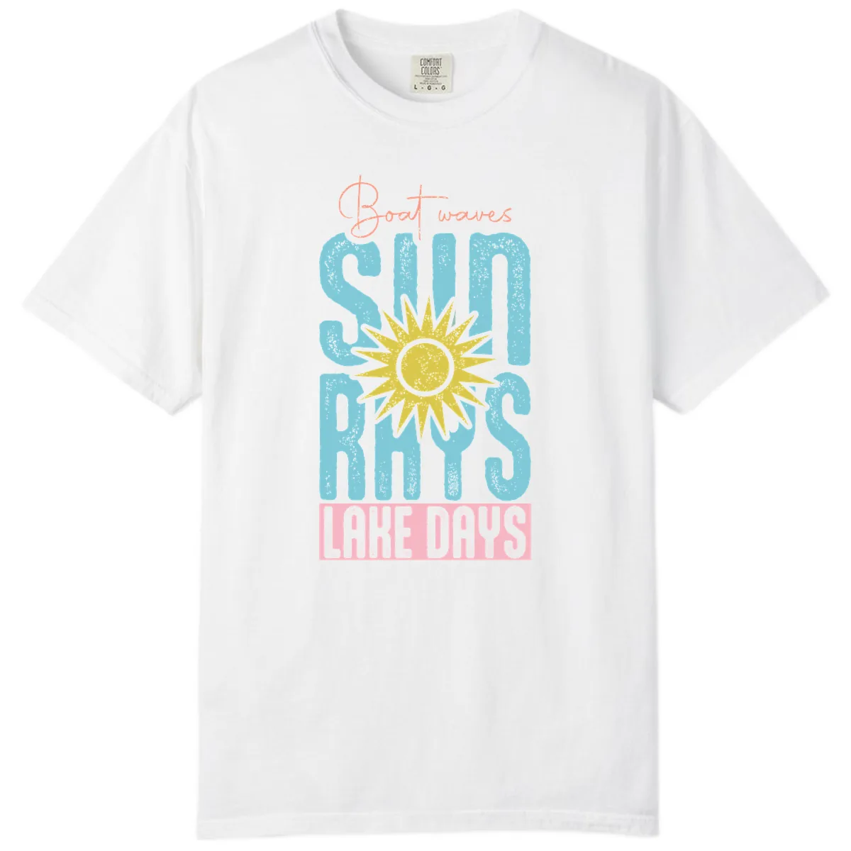 Boat Waves Sun Rays Lake Days Comfort Color in White