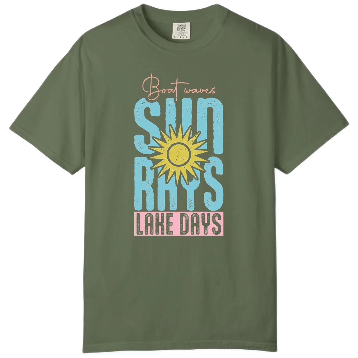 Boat Waves Sun Rays Lake Days Comfort Color in Sage